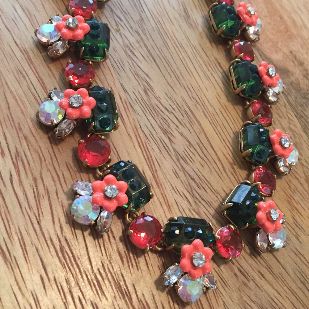 J. Crew Statement Necklace Chunky Emerald Diamond